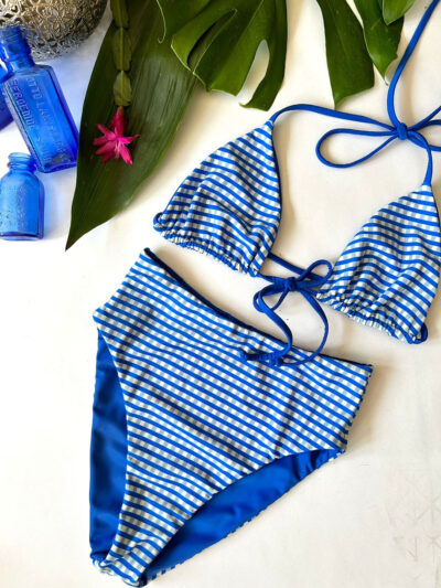Blue Reversible High Waist Bikini Set - Large