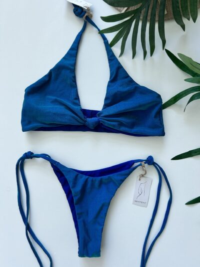 Blue Reversible Knot Top Bikini Set - Large