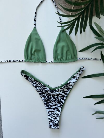 Sage Green Reversible Triangle Bikini Set - Medium