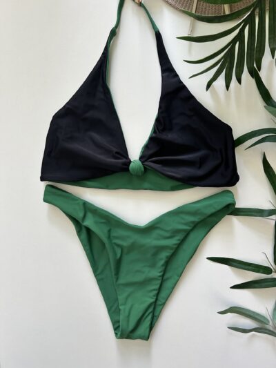 Forest Green Reversible Knot Top Bikini Set - Large